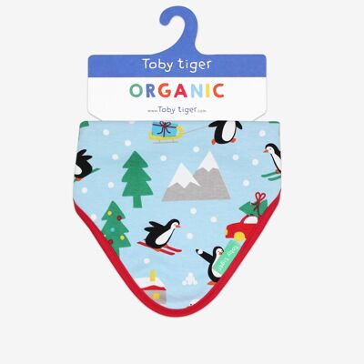 Organic Penguins' Christmas Print Dribble Bib