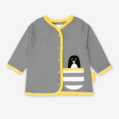 Bio-Cardigan mit Pinguin-Applikation