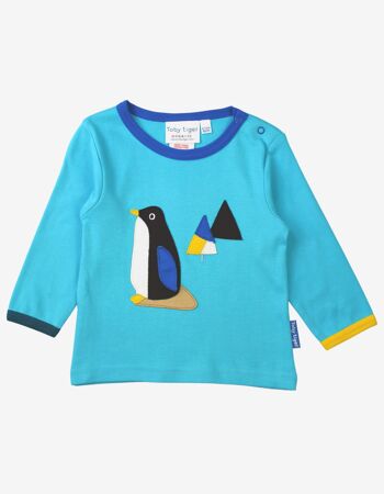 T-shirt bio à manches longues avec appliqué pingouin 2