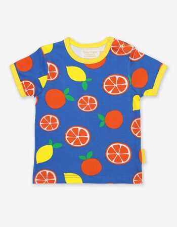 T-shirt bio à imprimé oranges et citrons 1