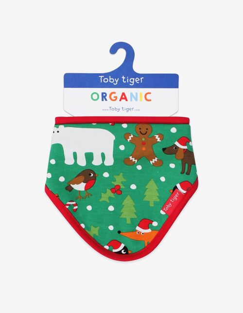 Organic Christmas Print Dribble bib