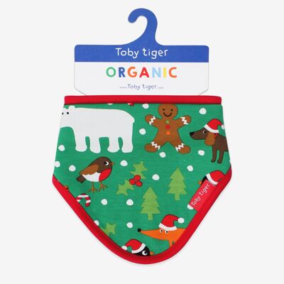Organic Christmas Print Dribble bib
