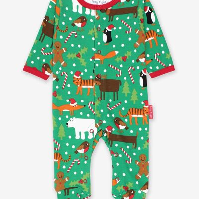 Organic Christmas Print Babygrow