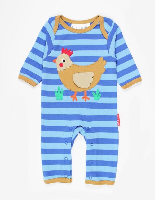 Organic Clucky Chicken Applique Sleepsuit