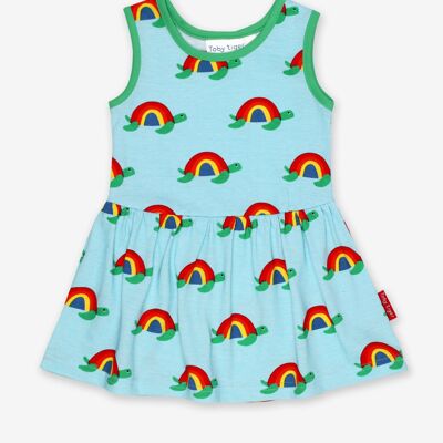 Vestido de verano orgánico con estampado de tortugas múltiples