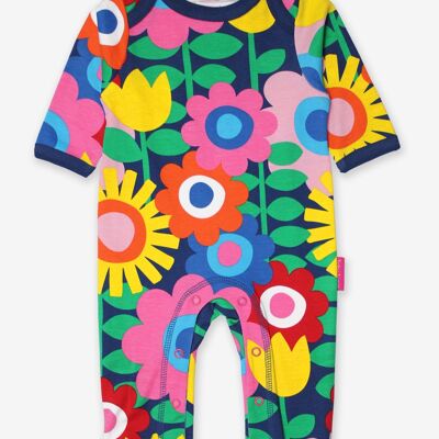 Organic Navy Flower Power Sleepsuit