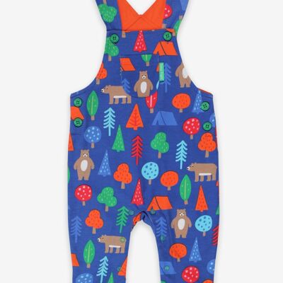 Organic Camping Bear Print Dungarees