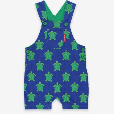 Organic Turtle Print Dungaree Shorts