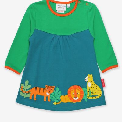 Bio-T-Shirt-Kleid mit Wildkatzen-Applikation