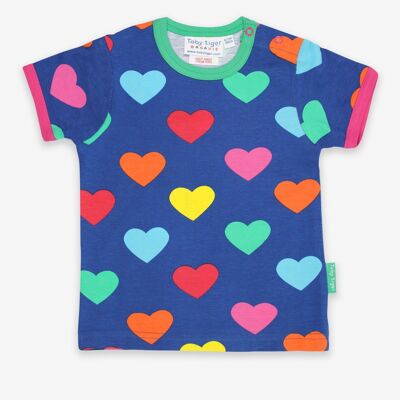 Camiseta orgánica con estampado de corazones múltiples