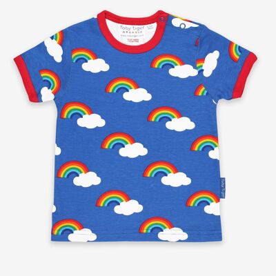 Camiseta orgánica con estampado multicolor de arcoíris