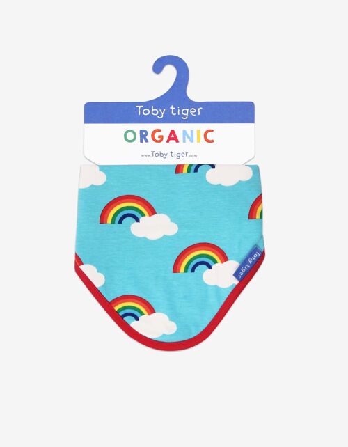 Organic Turquoise Rainbow Print Dribble Bib