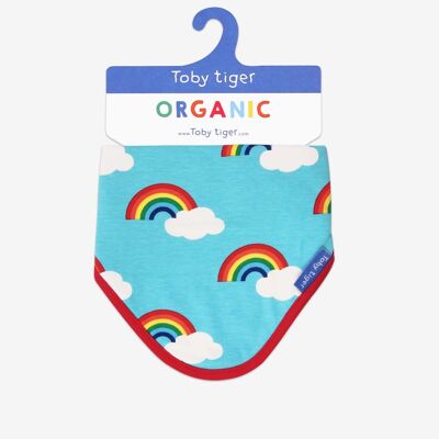 Bavaglino Dribble con stampa arcobaleno turchese organico