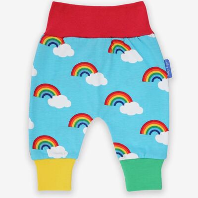 Organic Turquoise Rainbow Print Yoga Pants
