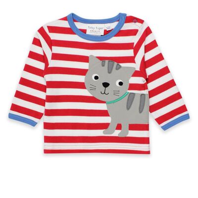 T-shirt con applique gatto soriano organico