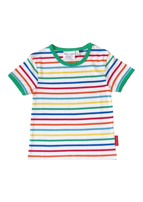 Organic Green Rainbow Stripe T-Shirt