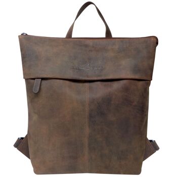 Ines sac à dos en cuir véritable femme sac à dos en cuir marron homme A4 8