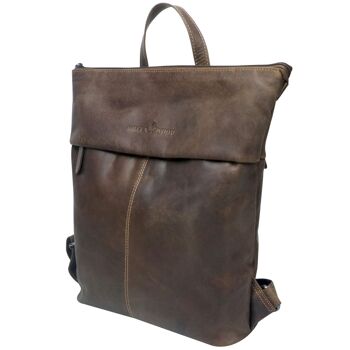 Ines sac à dos en cuir véritable femme sac à dos en cuir marron homme A4 25