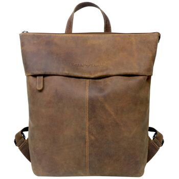 Ines sac à dos en cuir véritable femme sac à dos en cuir marron homme A4 33