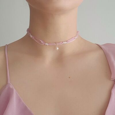 Rosen-Choker-Perlen-Halskette