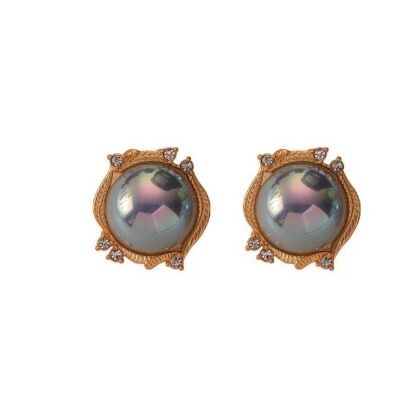 Boucles d'oreilles de mode colorées de style palais rétro français S925 aiguille en argent