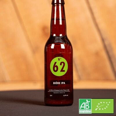 N°62 Organic IPA Beer at 6.2% Vol. 33cl