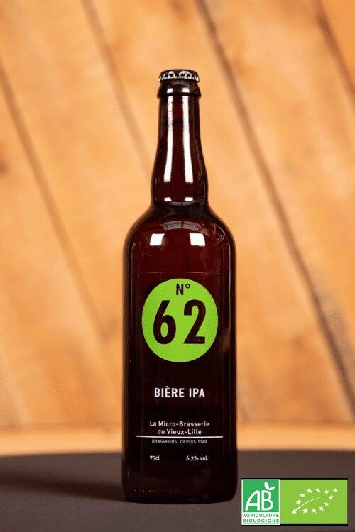 N°62 Bière IPA Bio à 6,2% Vol. 75cl