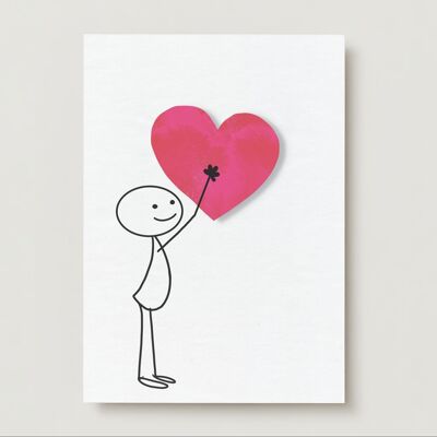 Grußkarte Liebe - Rotkehlchen mit Herz