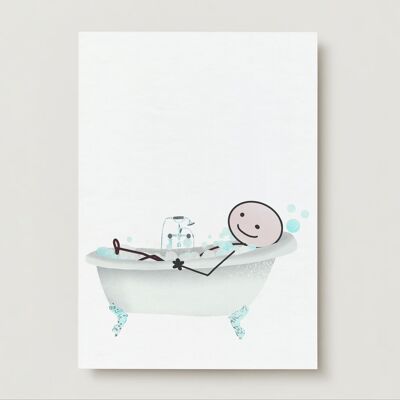 Greeting card 'time for yourself' - Robin in badRobin in the bath