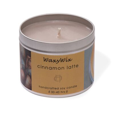 Cinnamon latte handmade soy wax candle.  Hand poured, Vegan and Cruelty-free. Cozy scent.