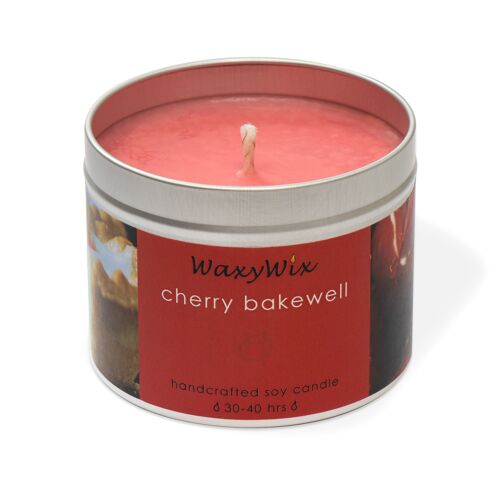 Cherry Bakewell Handmade soy wax candle. Hand poured strong scented candle.