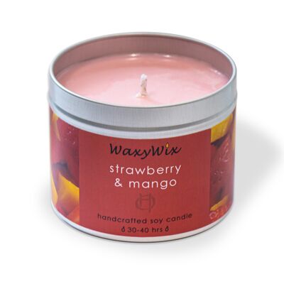 Strawberry & Mango. Handmade soy wax candle with serious Summer vibes. Tropical, sweet, Vegan friendly and cruelty free.