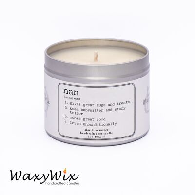 Gift for Nan. Strong scented handmade soy wax candle for Nan/Grandmother