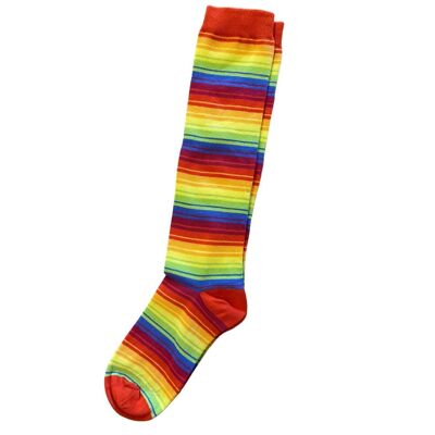 Calcetines hasta la rodilla con rayas arcoíris - Tallas de ADULTO