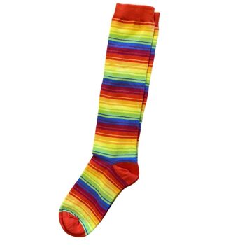 Chaussettes aux genoux à rayures arc-en-ciel - Tailles enfants 3