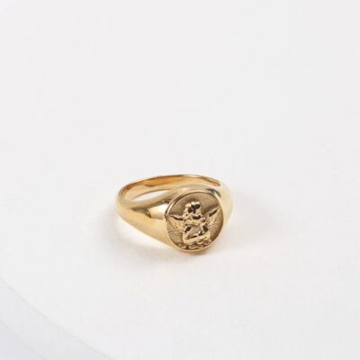Kiki - Carved Angel Baby Signet Ring