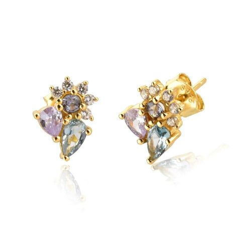 Multi stone cluster earrings
