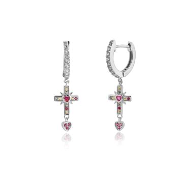 Luise - Boucles d'oreilles Huggie Croix du Sacré-Cœur 5