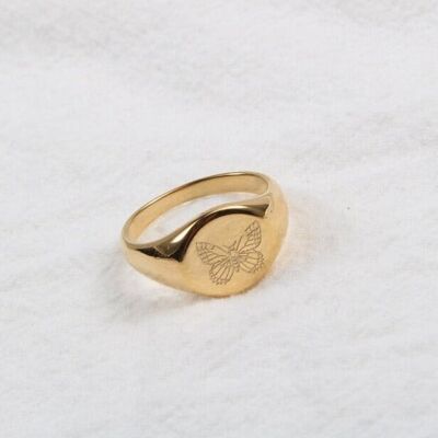 Lucy - Signet Butterfly Gold Ring