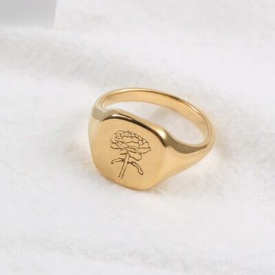 Etienne - Square Flower Signet Ring