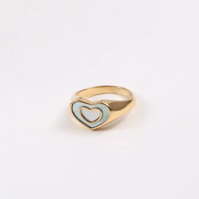 Mother of Pearl Shell Heart Inlay Ring