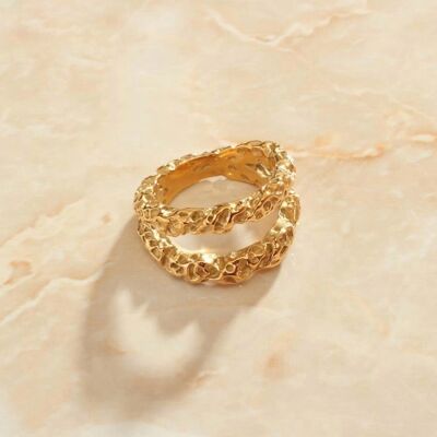 Double Deck Textured Ring