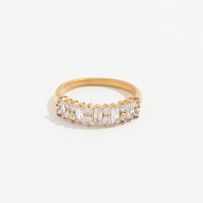 Half Crystal Half Gold Band