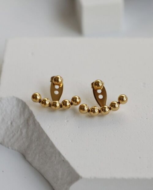 Jaxon  - Gold Pearl Climber Earrings