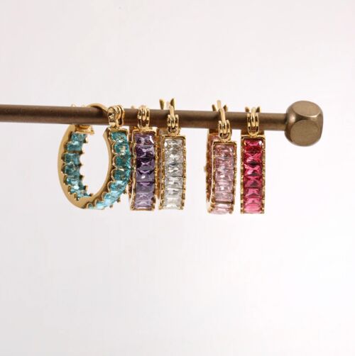 Mila - Multi Colour Crystal Hoops