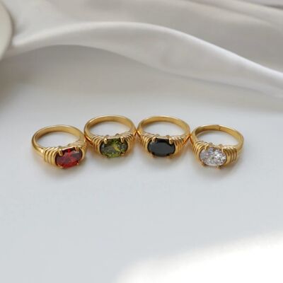 Owen - Textured Statement Crystal Rings