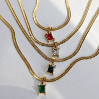 Cassidy - Snake Chain Crystal Charm Necklace