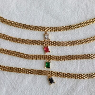 Capri - Woven Chain Crystal Necklace