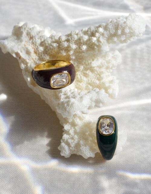 Claire - Emaille Crystal Statement Rings