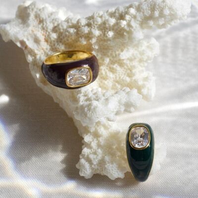 Claire - Enamel Crystal Statement Rings